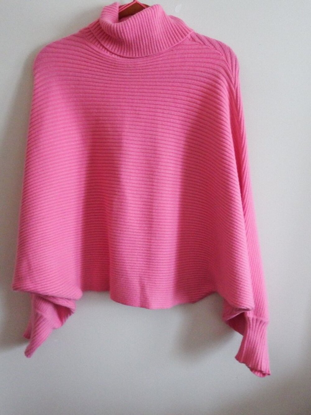 Zara Womens Hot Pink Cropped Cowl Knit Sweater L